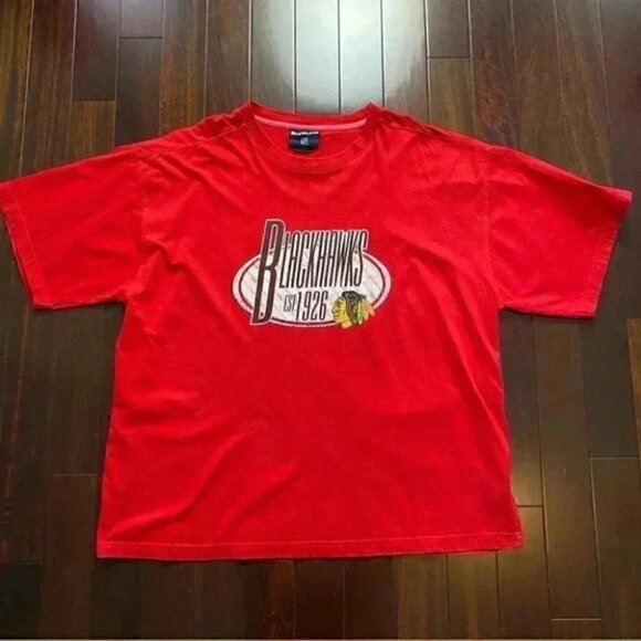 NHL Blueline Chicago Blackhawks T-Shirt Hockey Red Black Size 2XL - Picture 15 of 15